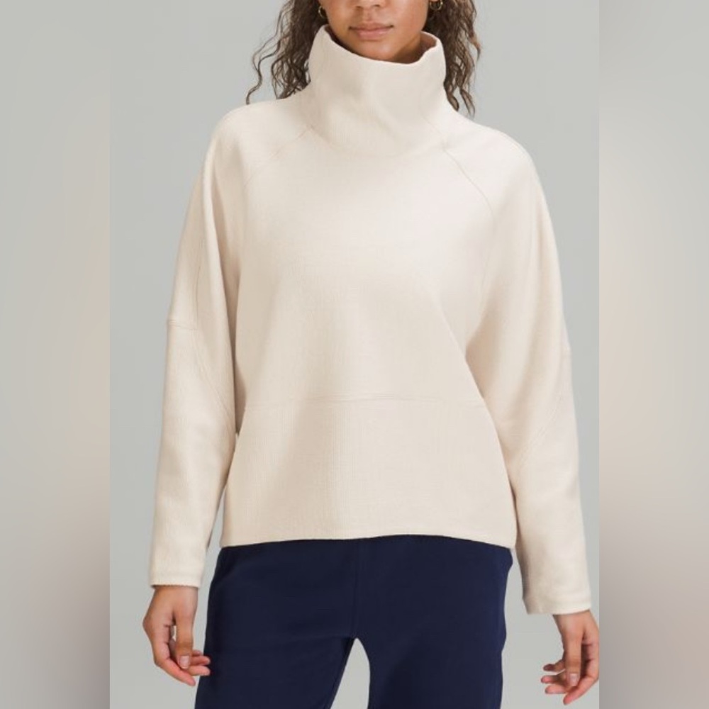 LULULEMON textured funnel-neck pullover cream size 8